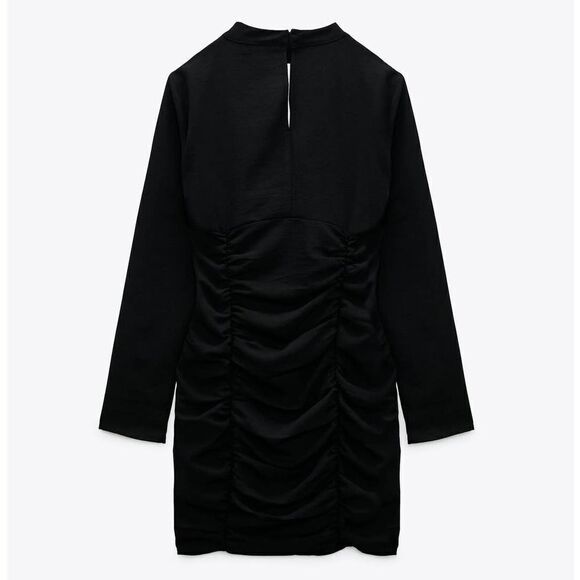 ZARA Women Black RHINESTONE DRESS WITH DRAPED NECKLINE - Picture 3 of 7